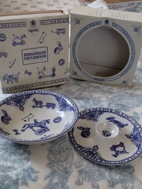 Spode Blue and Cream Edwardian Childhood Ceramic Serving Set